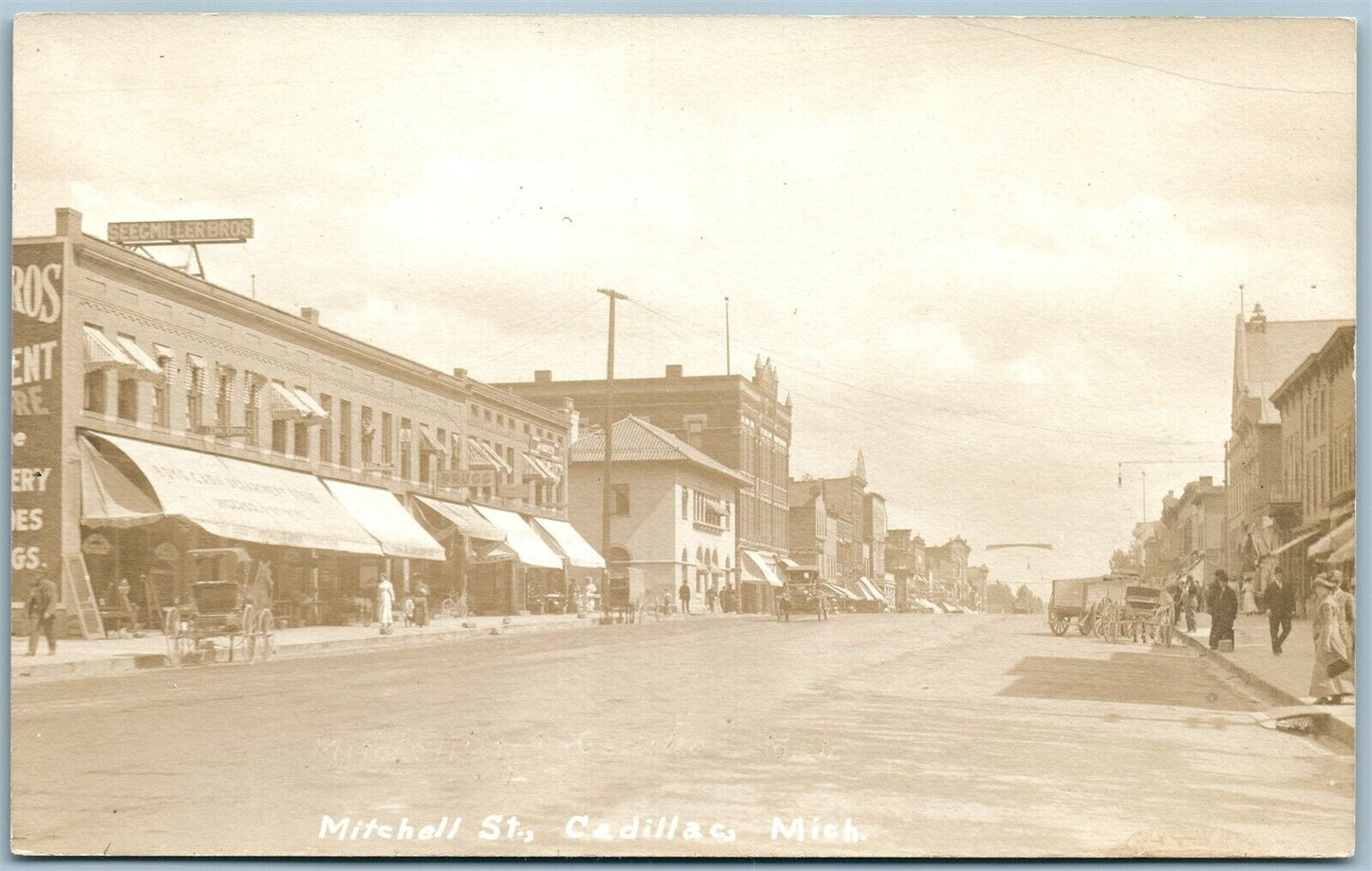 CADILLAC MI MITCHELL ST. ANTIQUE REAL PHOTO POSTCARD RPPC