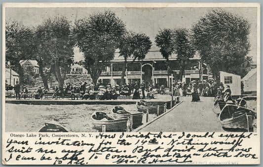 COOPERSTOWN NY OTSEGO LAKE PARK ANTIQUE POSTCARD