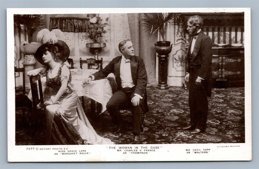 BRITISH THEATRE PLAY WOMAN IN THE CASE VINTAGE REAL PHOTO POSTCARD RPPC