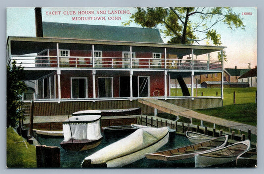 MIDDLETOWN CT YACHT CLUB HOUSE & LANDING ANTIQUE POSTCARD