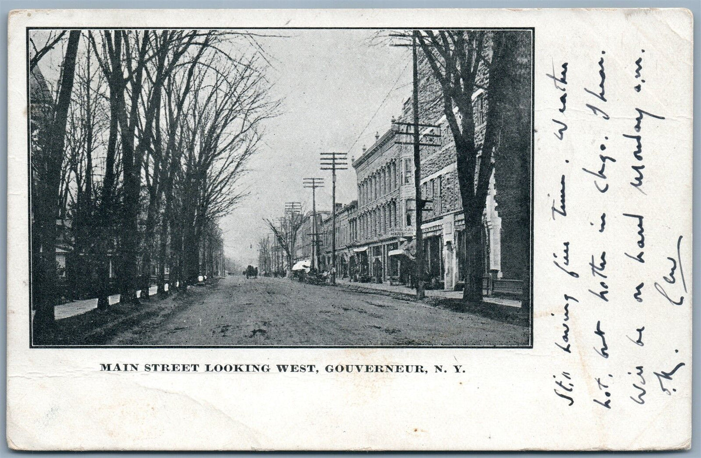 GOUVERNEUR NY MAIN STREET 1906 UNDIVIDED ANTIQUE POSTCARD