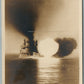 MILITARY ACTION US FLEET FIRING A SALVO VINTAGE REAL PHOTO POSTCARD RPPC