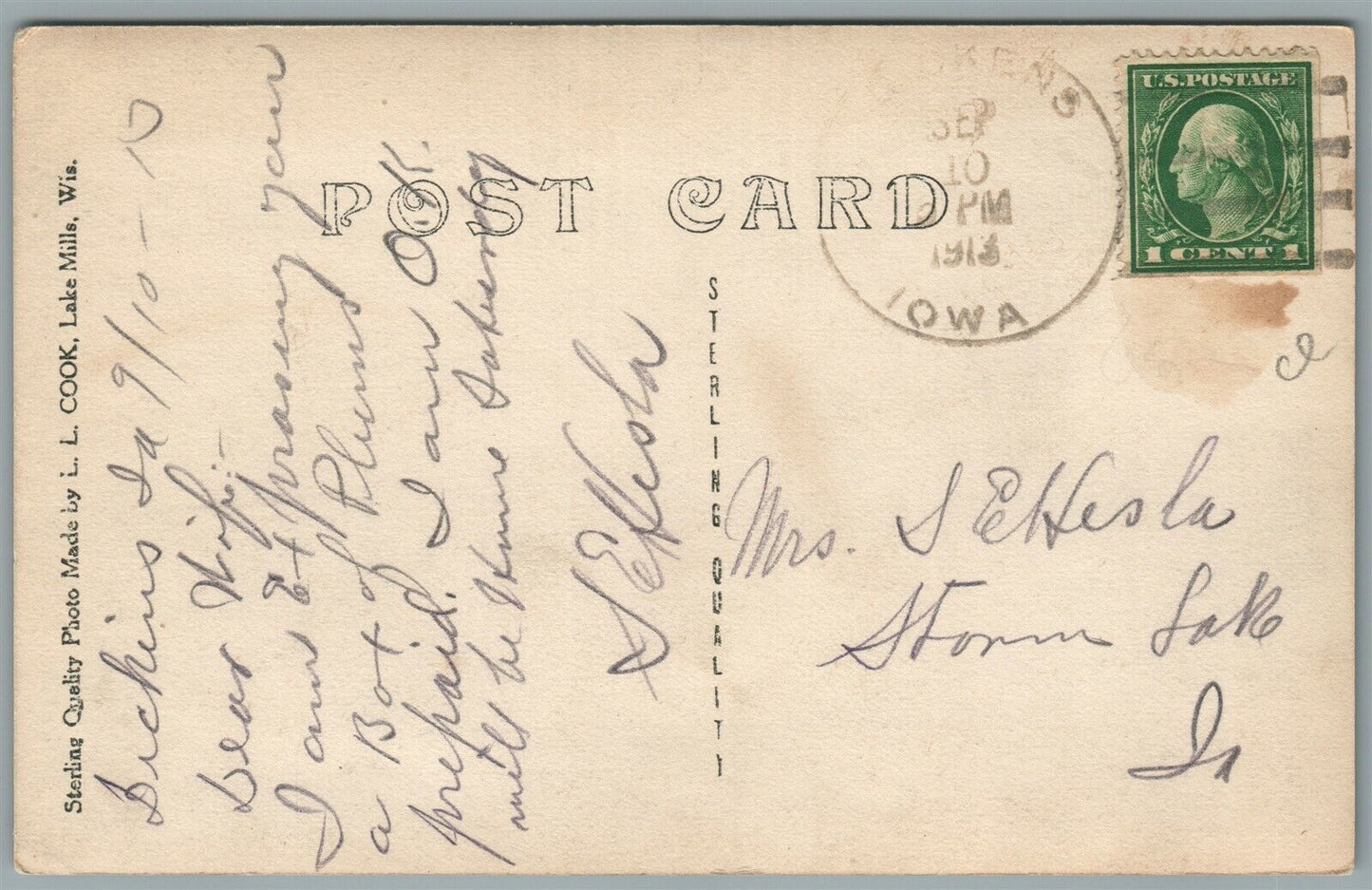 DICKINS IA MAIN STREET ANTIQUE REAL PHOTO POSTCARD RPPC