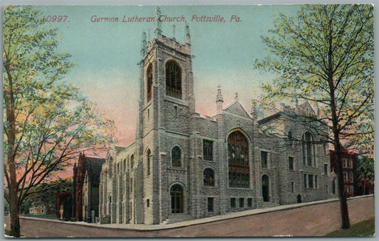 POTTSVILLE PA GERMAN LUTHERAN CHURCH ANTIQUE POSTCARD