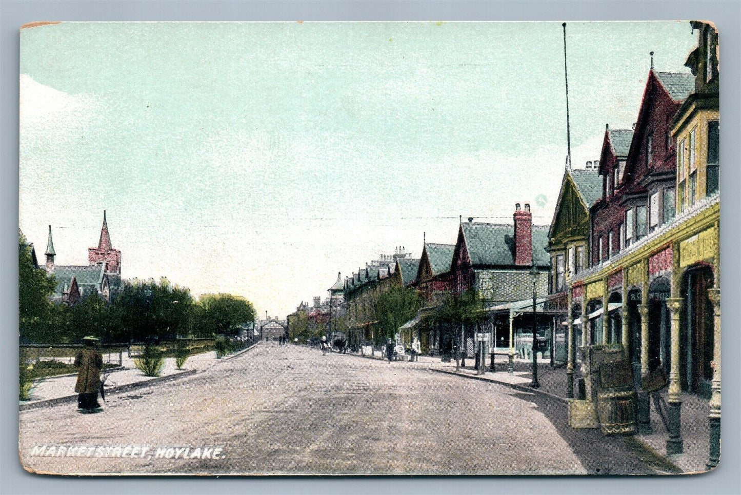 HOYLAKE ENGLAND MARKET STREET ANTIQUE POSTCARD