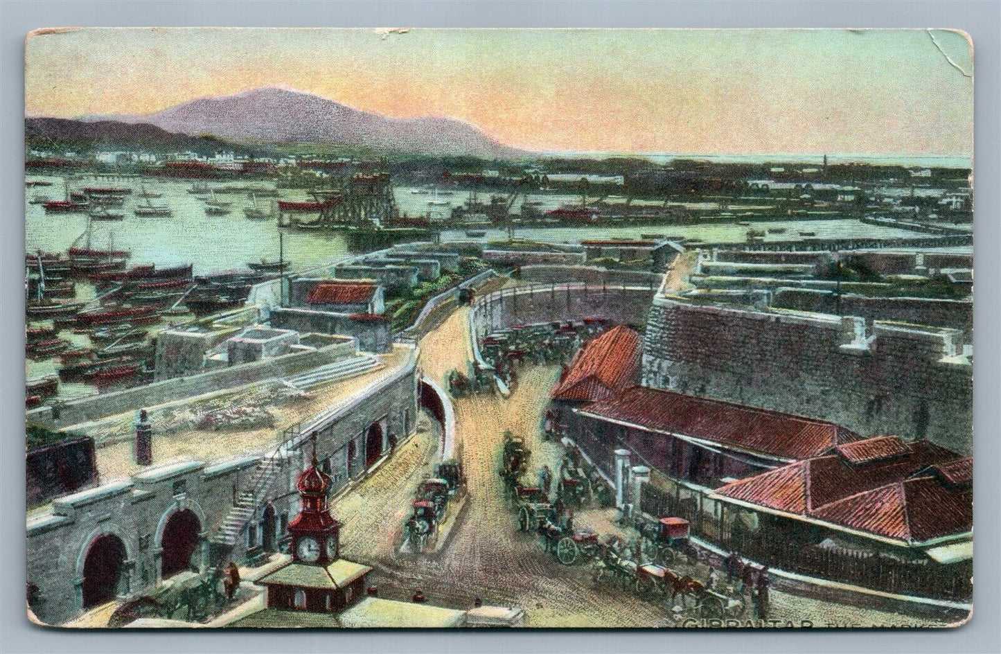 NEWARK NJ PRUDENTIAL INSURANCE ADVERTISING GIBRALTAR THE MARKET ANTIQUE POSTCARD