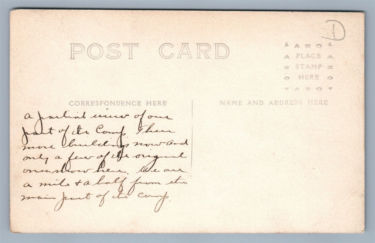 CAMP UPTON REMOUNT STATION ANTIQUE REAL PHOTO POSTCARD RPPC