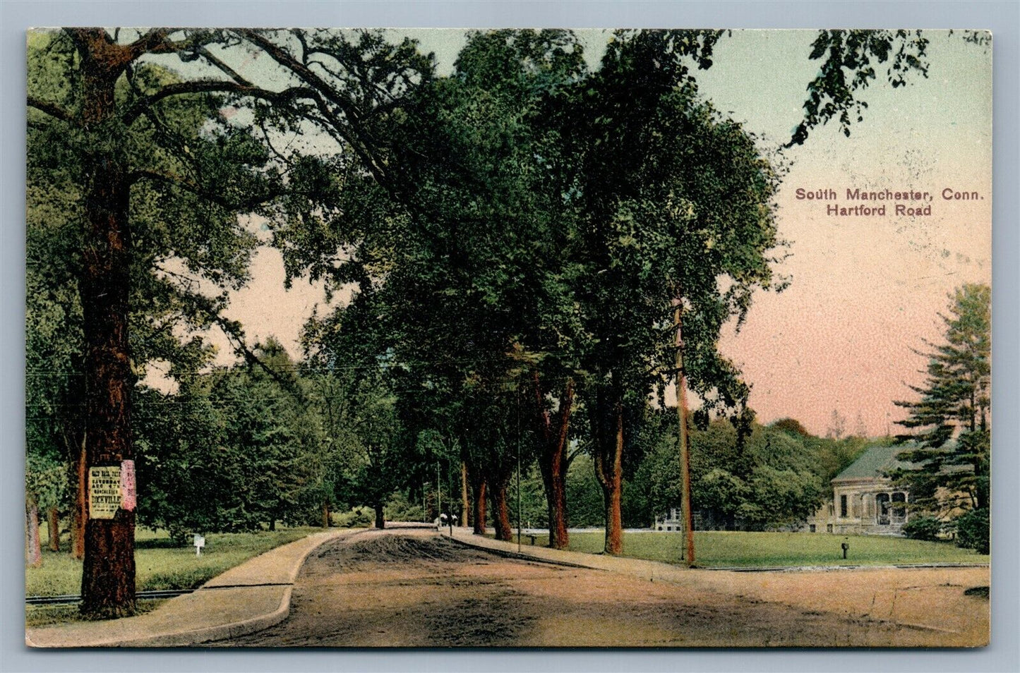 SOUTH MANCHESTER CT HARTFORD ROAD ANTIQUE POSTCARD