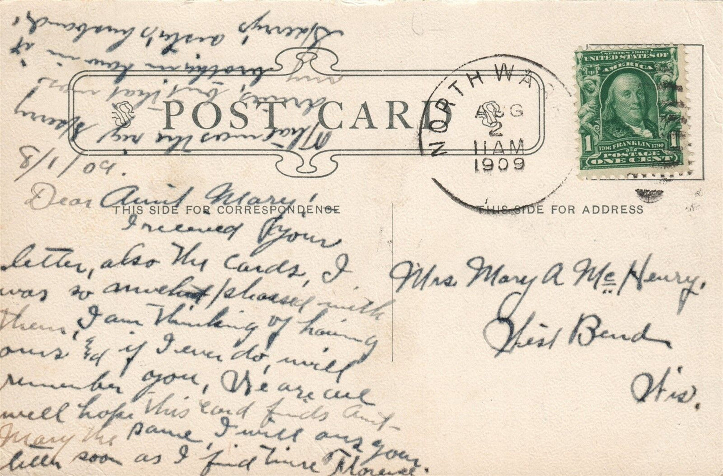 WARREN PA SECOND STREET 1909 ANTIQUE POSTCARD