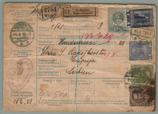 AUSTRIA ANTIQUE PARCEL CARD w/ STAMPS BEGLEITADRESSE BULLETIN D'EXPEDITION