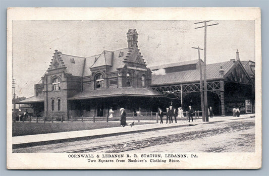 LEBANON PA RAILROAD STATION ANTIQUE POSTCARD RAILWAY TRAIN DEPOT