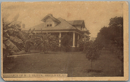 SHELLMAN GA RESIDENCE OF W.J. OLIVER ANTIQUE POSTCARD