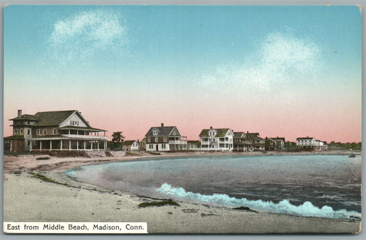 MADISON CT EAST FROM MIDDLE BEACH ANTIQUE POSTCARD