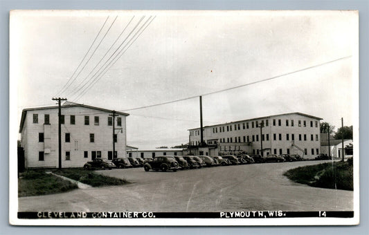 PLYMOUTH WI CLEVELAND CONTAINER COMPANY VINTAGE REAL PHOTO POSTCARD RPPC