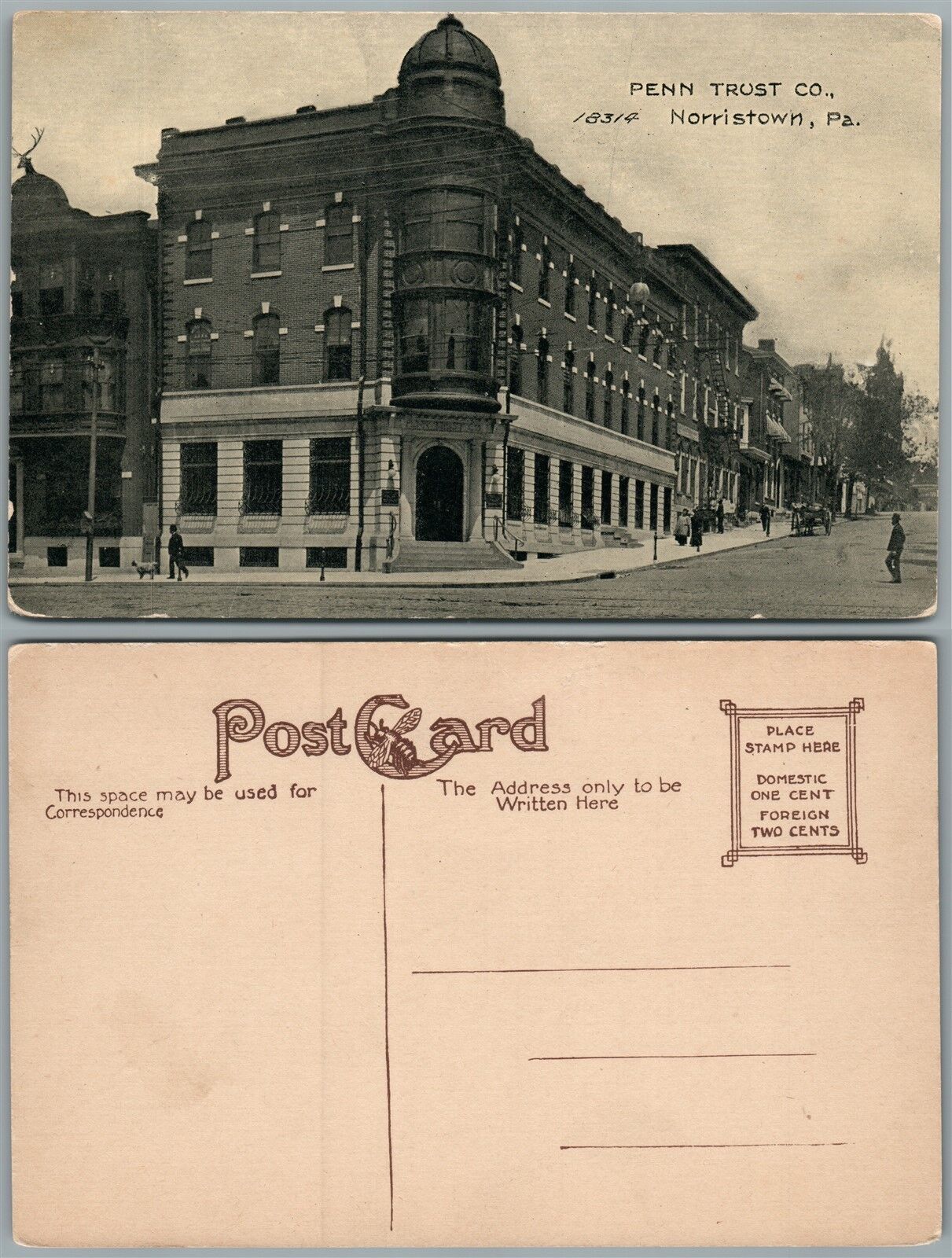 NORRISTOWN PA PENN TRUST CO. ANTIQUE POSTCARD