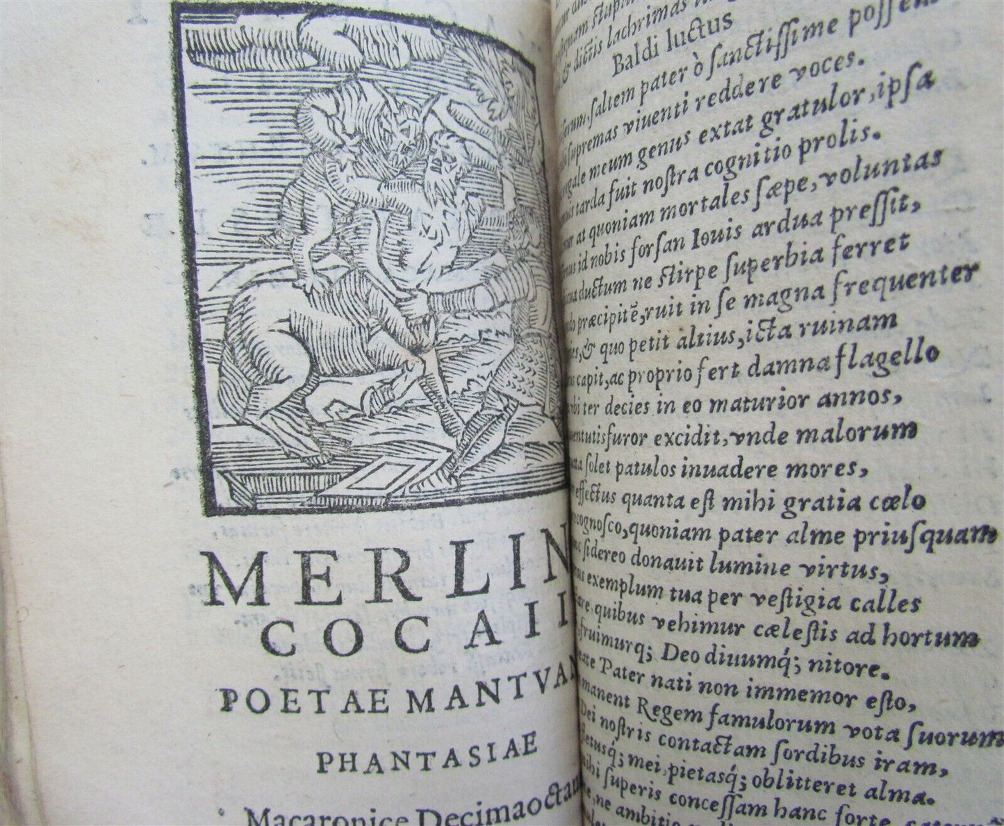 1581 ILLUSTRATED MACARONIC POETRY MERLINI COCAII antique 16th CENTURY RARE