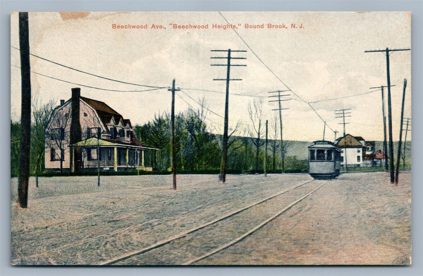 BOUND BROOK NJ BEECHWOOD AVENUE ANTIQUE POSTCARD