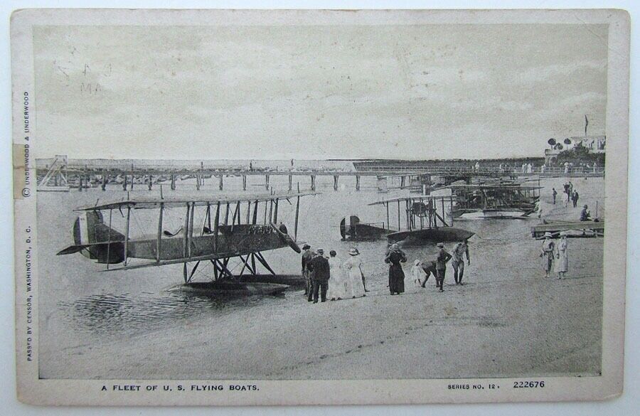 VINTAGE 1917 POSTCARD FLEET OF US FLYING BOATS