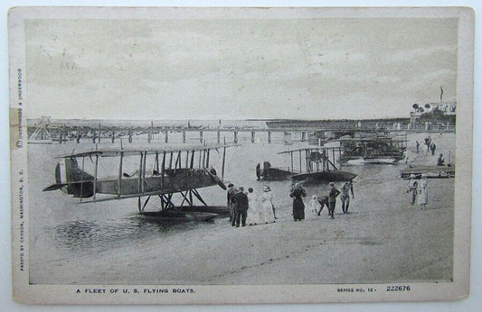 VINTAGE 1917 POSTCARD FLEET OF US FLYING BOATS