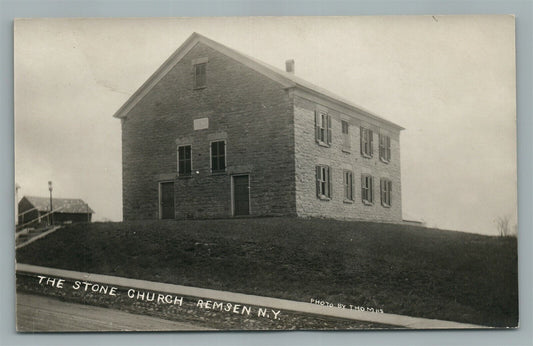 REMSEN NY THE STONE CHURCH ANTIQUE REAL PHOTO POSTCARD RPPC