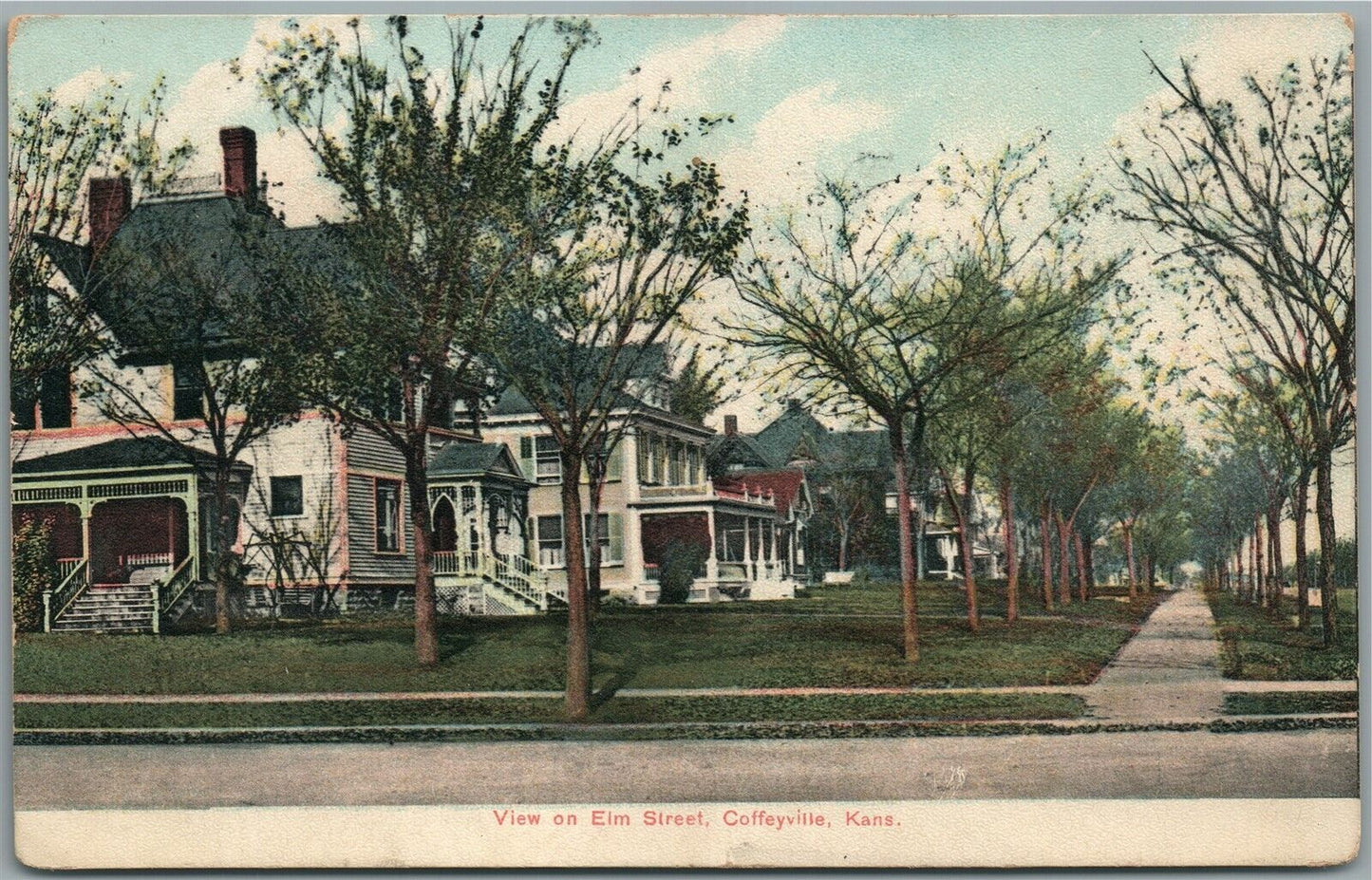 COFFEYVILLE KS ELM STREET ANTIQUE POSTCARD