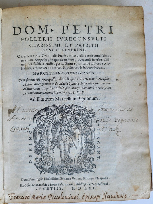 1561 ROMAN LAW CRIMINAL PRACTICE antique DOM. PETRI FOLLERII IURECONSULTI VELLUM