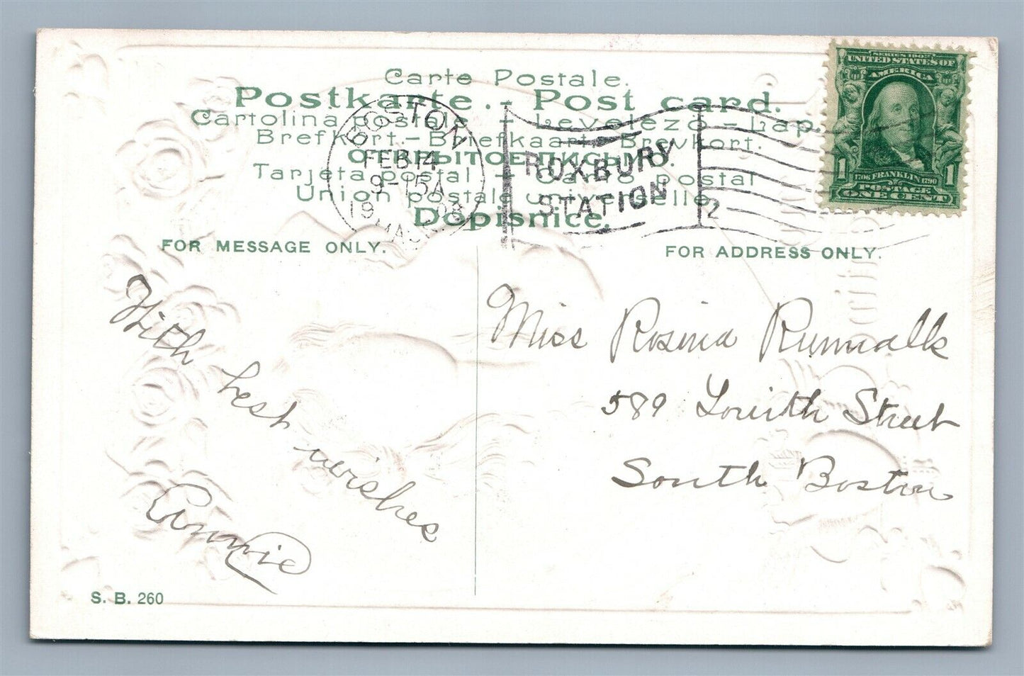 VALENTINE ANTIQUE POSTCARD CUPID IN UNCLE SAM HAT PATRIOTIC