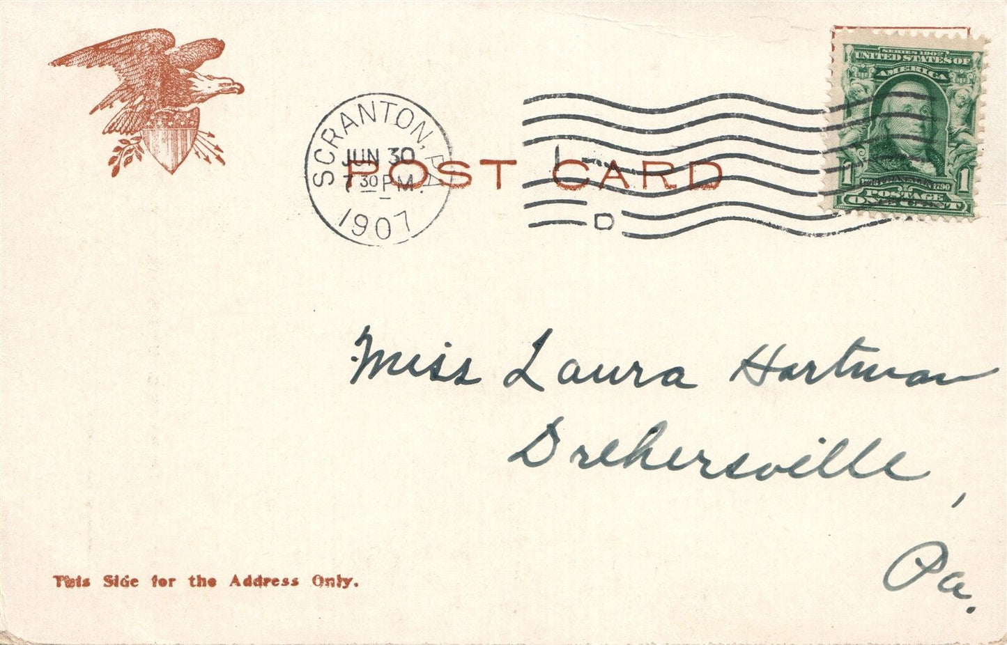 SCRANTON PA ELM PARK CHURCH 1907 UNDIVIDED ANTIQUE POSTCARD