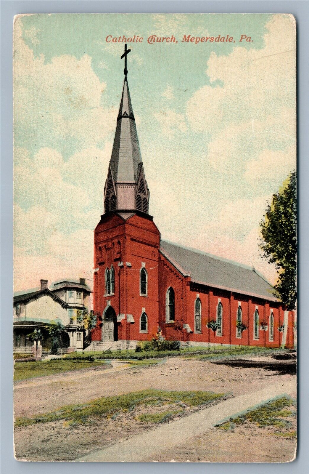 MEYERSDALE PA CATHOLIC CHURCH ANTIQUE POSTCARD