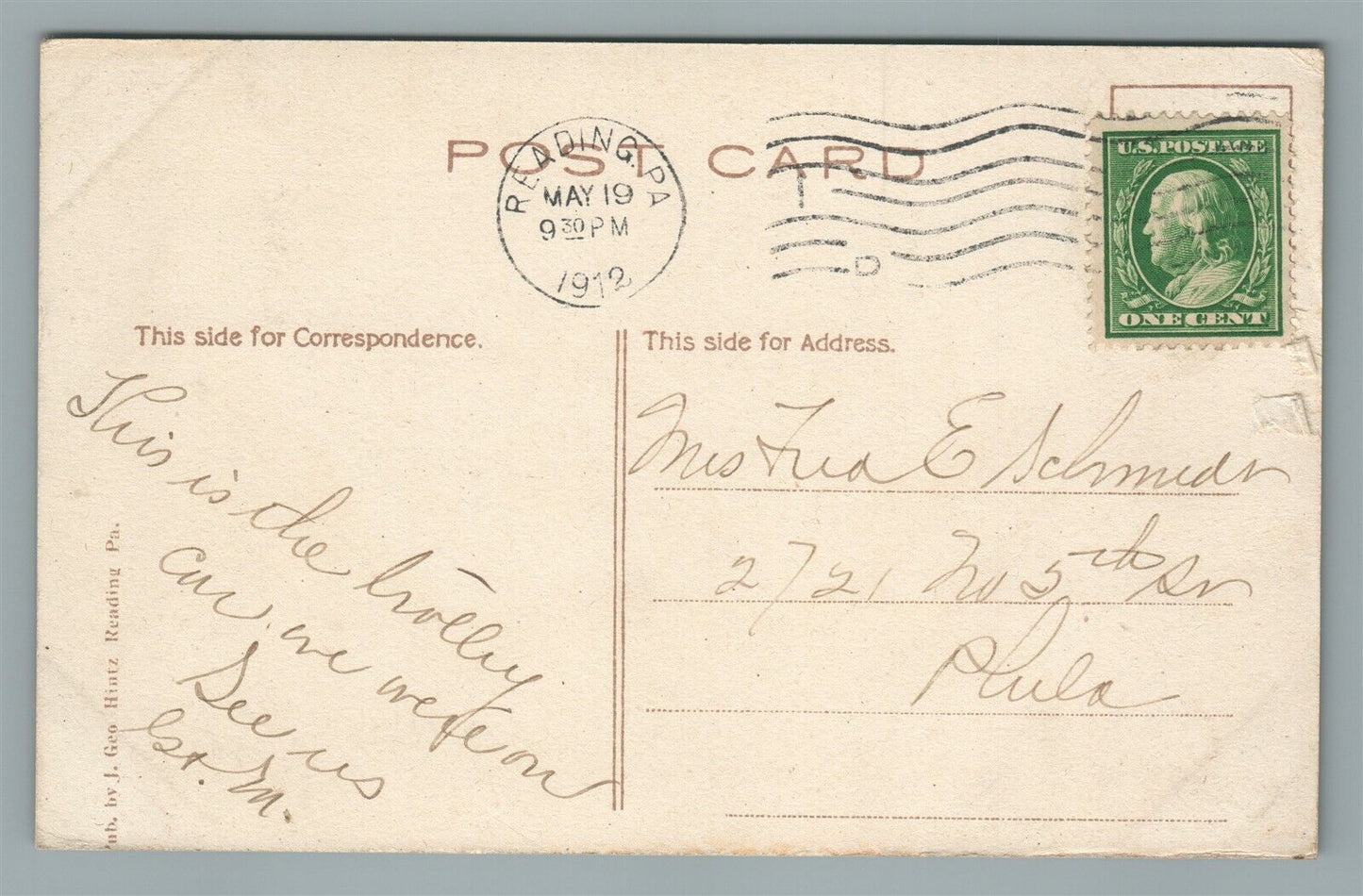READING PA CURVE ON NEVERSINK MT. NEAR KLAPPERTHAL ANTIQUE POSTCARD railroad