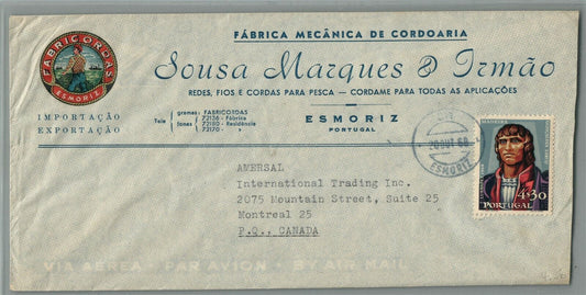 PORTUGAL to CANADA VINTAGE COVER w/ STAMP