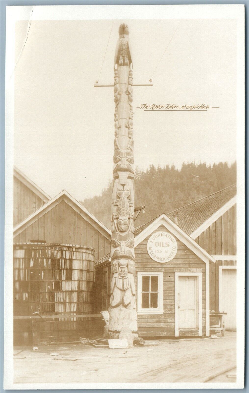 INDIAN RAVEN TOTEM WRANGELL ALASKA VINTAGE REAL PHOTO POSTCARD RPPC