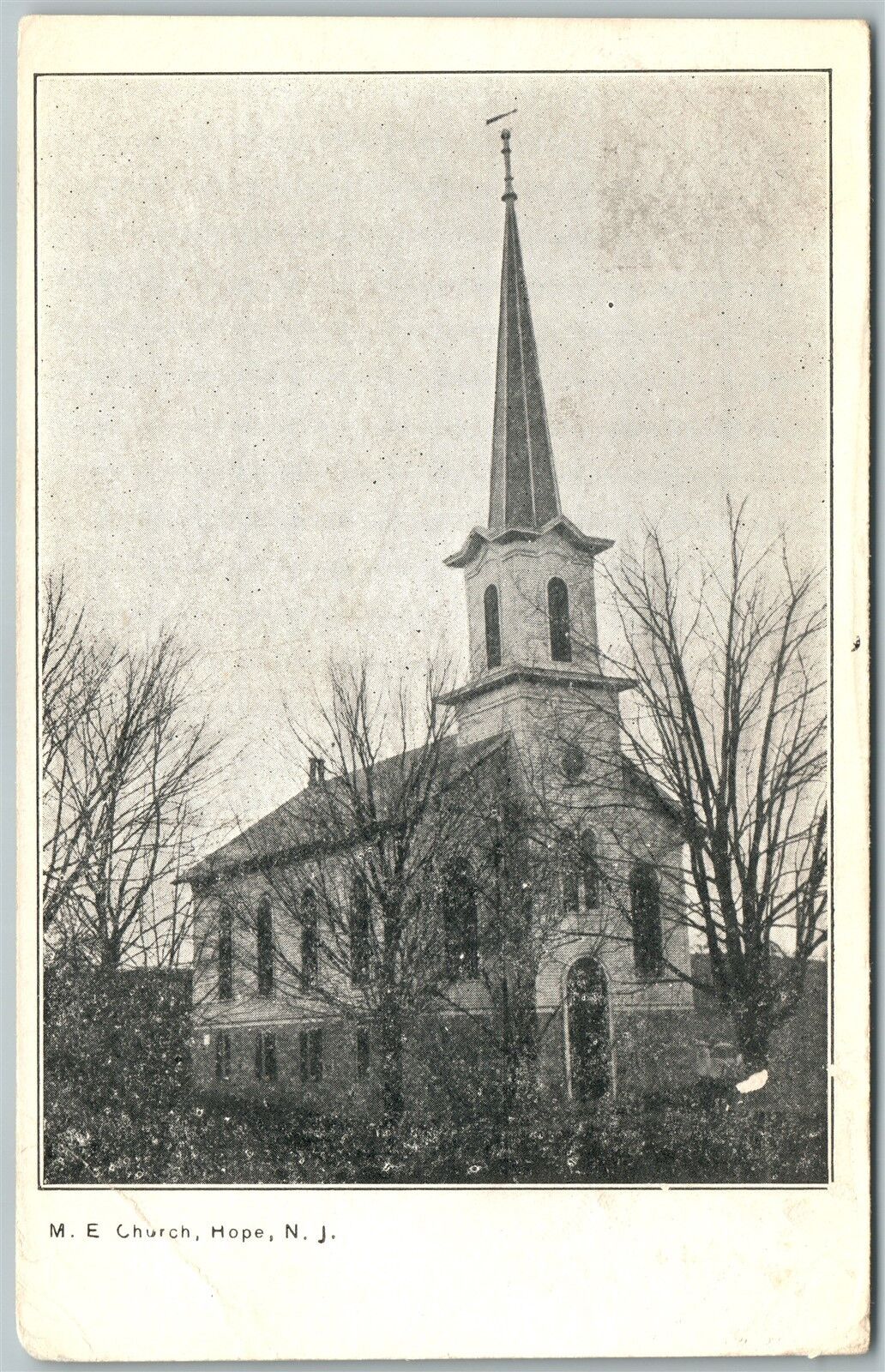 HOPE NJ M.E. CHURCH 1909 ANTIQUE POSTCARD