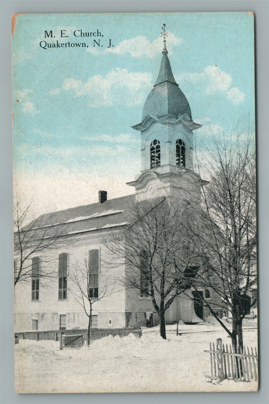 QUAKERTOWN NJ ME CHURCH ANTIQUE POSTCARD