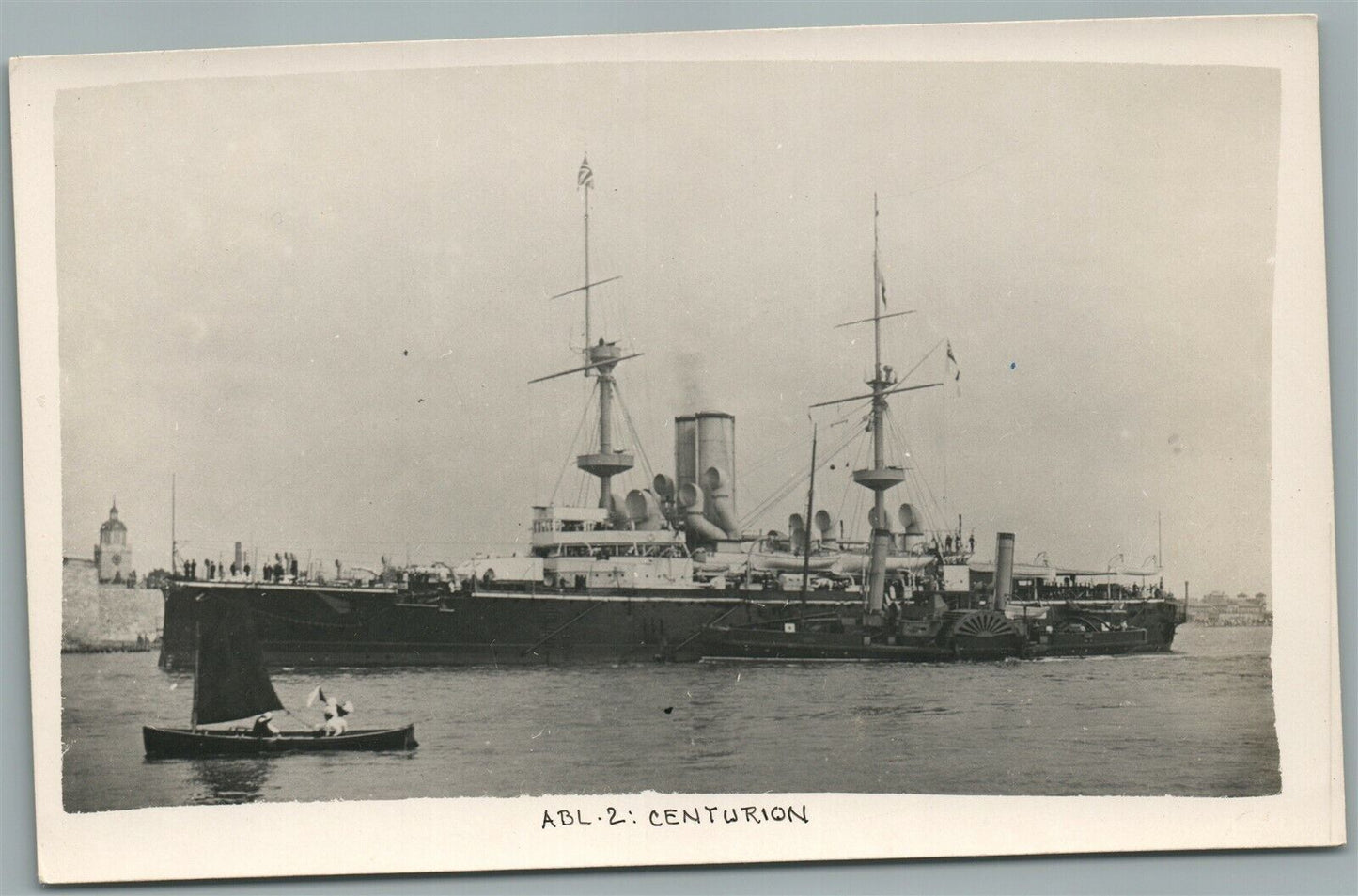 MILITARY SHIP ABL-2 CENTURION ANTIQUE REAL PHOTO POSTCARD RPPC