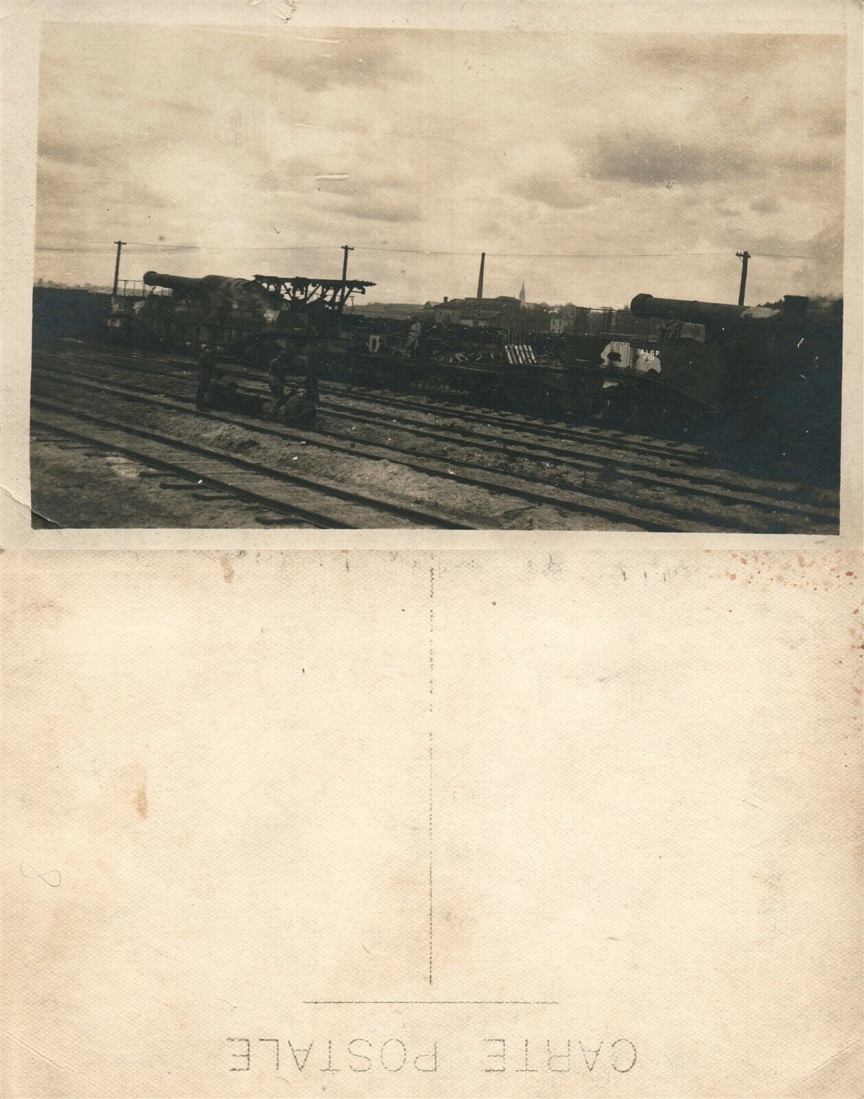 WWI RAILWAY GUNS REAL PHOTO POSTCARD ANTIQUE RPPC railroad