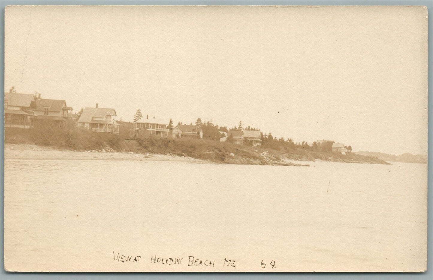 HOLIDAY BEACH ME VIEW ANTIQUE REAL PHOTO POSTCARD RPPC