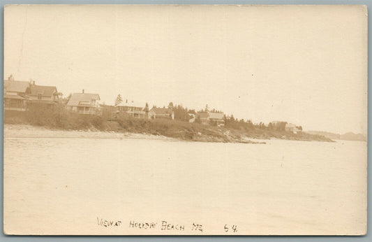 HOLIDAY BEACH ME VIEW ANTIQUE REAL PHOTO POSTCARD RPPC