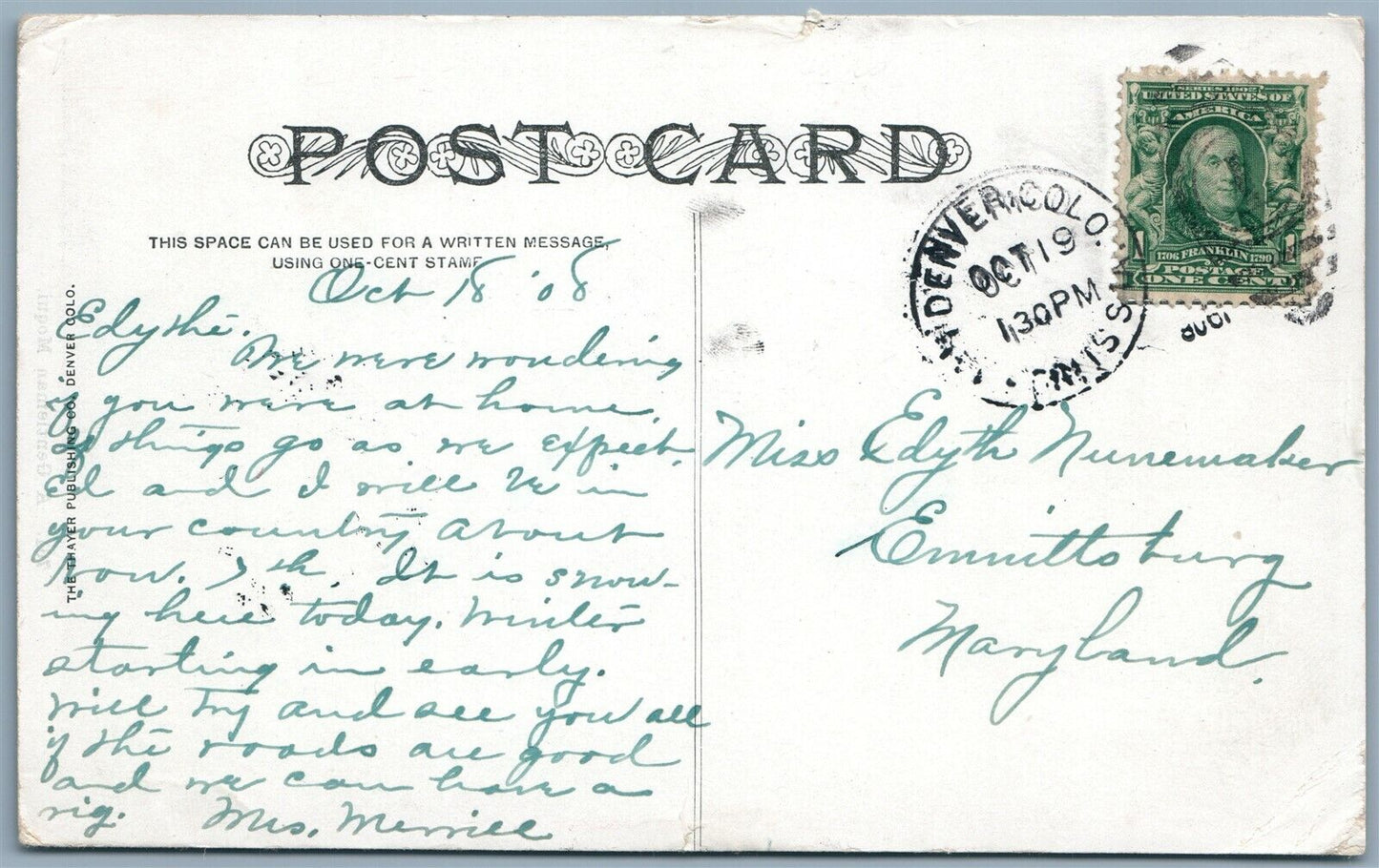 INDIAN GENTLEMAN MOQUI SMOKING CIGARETTE 1908 ANTIQUE POSTCARD