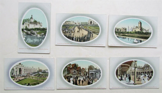 lot of 6 BRUXELLES 1910 EXPOSITION ANTIQUE POSTCARDS