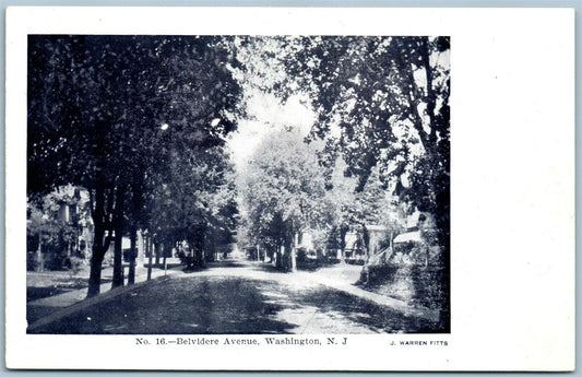 WASHINGTON NJ BELVIDERE AVE. ANTIQUE POSTCARD