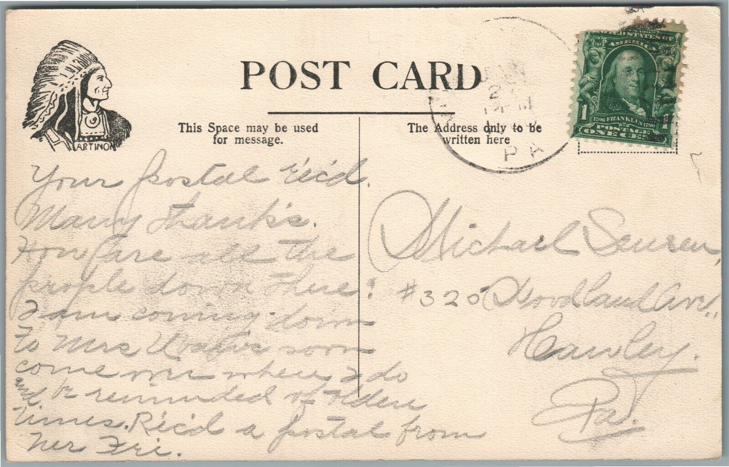 BEACH LAKE PA SUMMER SCENE ANTIQUE POSTCARD
