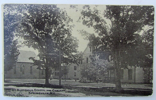 VINTAGE POSTCARD ST.ALOYSIOUS SCHOOL & CONVENT SPRINGVILLE NY NEW YORK