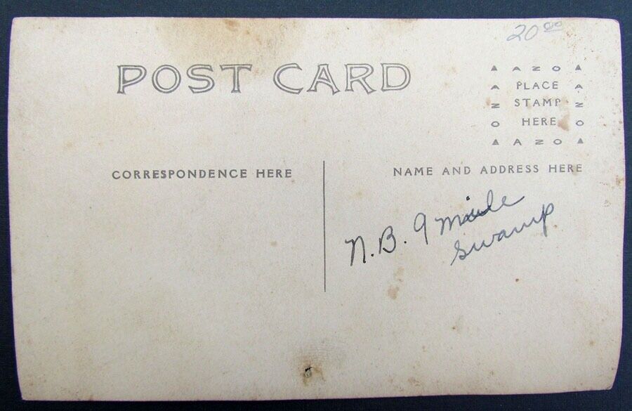 RPPC VINTAGE PHOTO POSTCARD - RAILWAY IN SWAMP railroad train