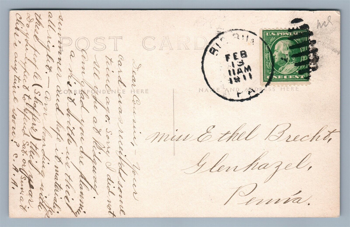 BIG RUN PA RESIDENCE OF L.A. SHAFFER ANTIQUE REAL PHOTO POSTCARD RPPC