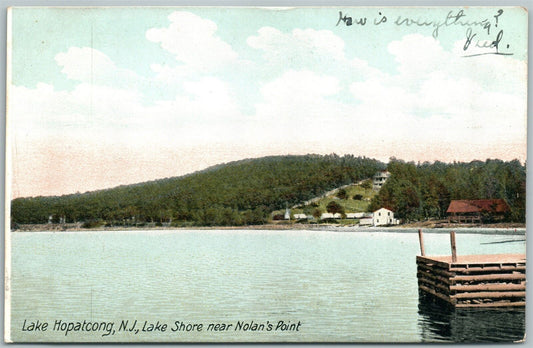 LAKE HOPATCONG NJ NOLAN'S POINT 1908 ANTIQUE POSTCARD