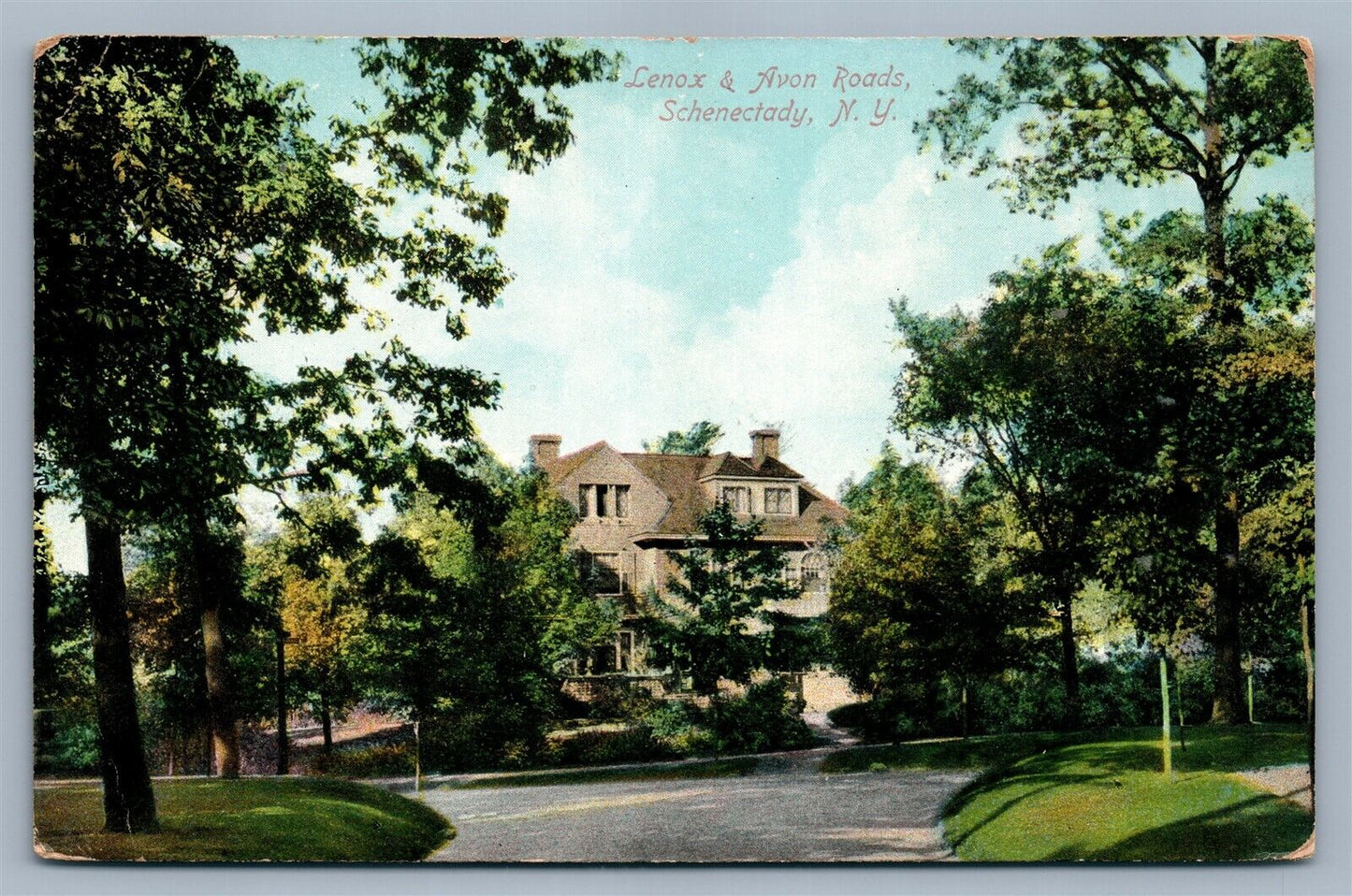 SCHENECTADY NY LENOX & AVON ROADS ANTIQUE POSTCARD