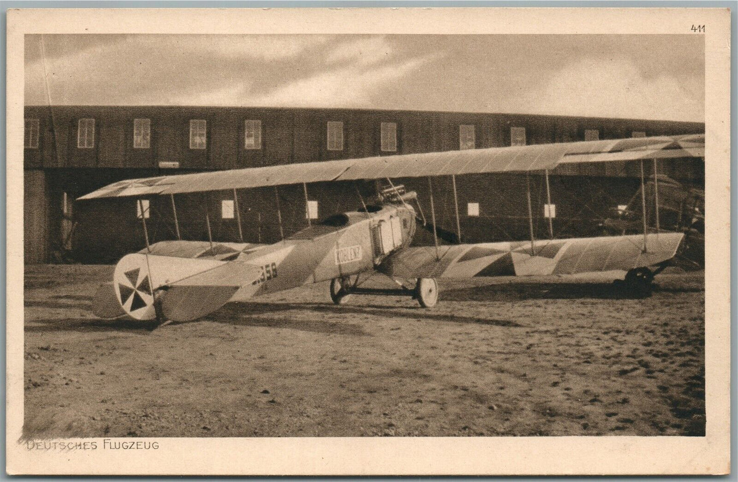 GERMAN BIPLANE FLUGZEUG AIRPLANE ANTIQUE POSTCARD