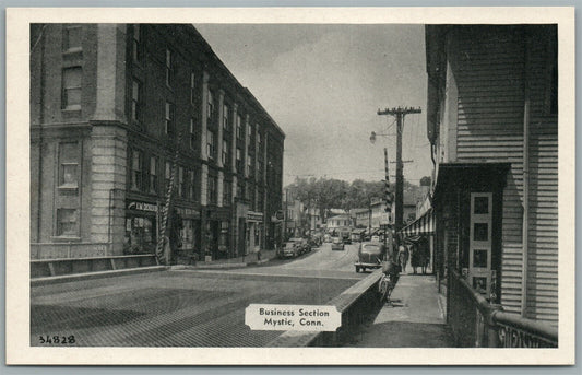 MYSTIC CT BUSINESS SECTION ANTIQUE POSTCARD