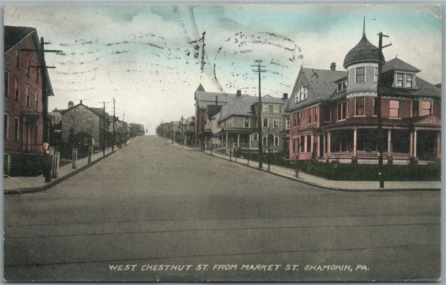 SHAMOKIN PA W. CHESTNUT STREET ANTIQUE POSTCARD